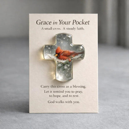 Winter Cardinal Cross Keepsake