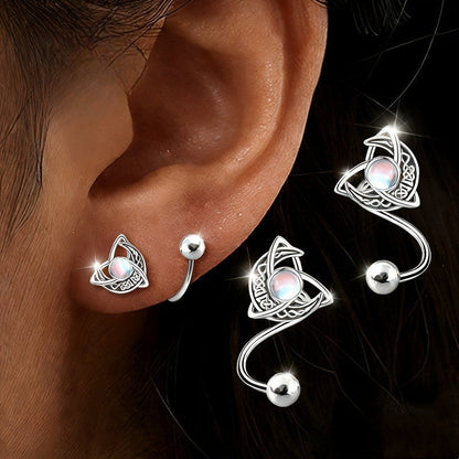 Celtic Knot Moon Stud Earrings