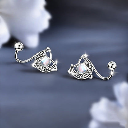 Celtic Knot Moon Stud Earrings