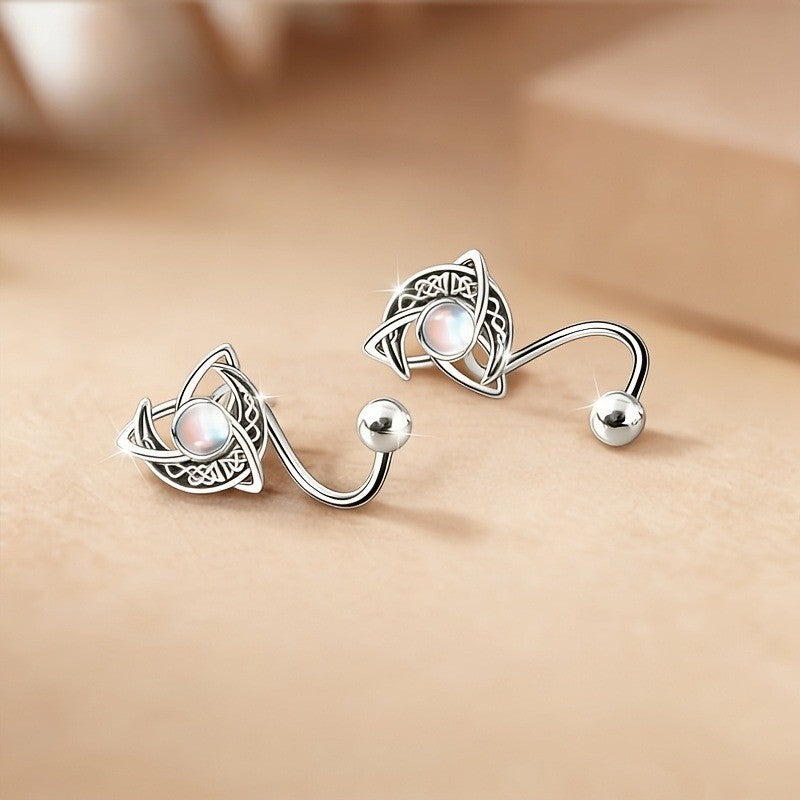 Celtic Knot Moon Stud Earrings
