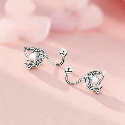 Celtic Knot Moon Stud Earrings
