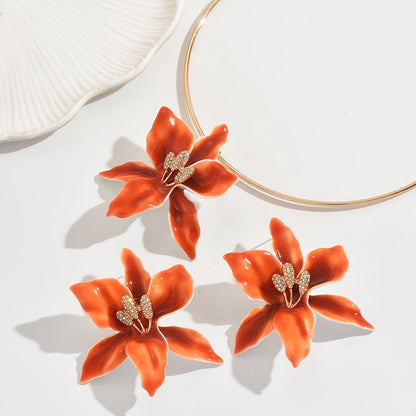 Orange Floral Jewelry Set