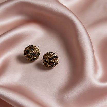 Textured Leopard Stud Earrings