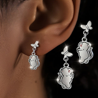 Puppy & Butterfly Dangle Earrings