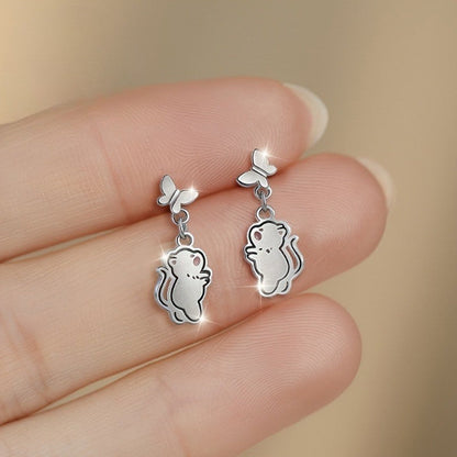 Puppy & Butterfly Dangle Earrings