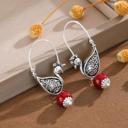 Peacock Scrollwork Drop Earrings
