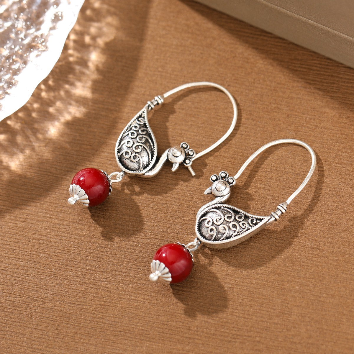 Peacock Scrollwork Drop Earrings