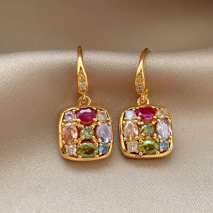 Multicolor Square Drop Earrings