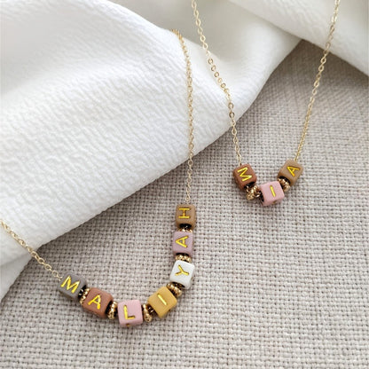 Colorful Acrylic Block Letter Necklace