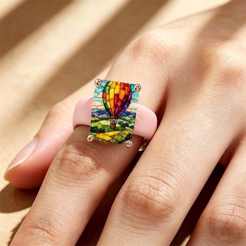 Stained Glass Hot Air Balloon Ring