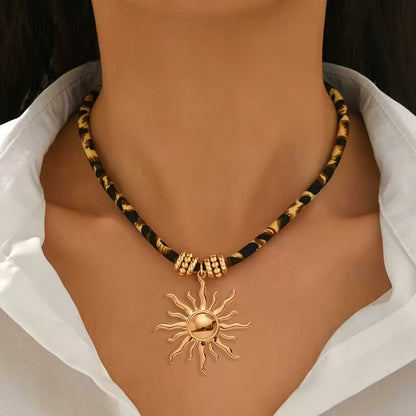 Leopard Print Sun Necklace