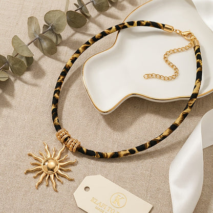 Leopard Print Sun Necklace