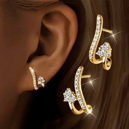 Curved Zircon Earrings