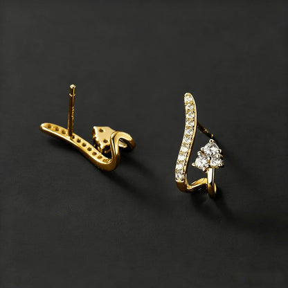 Curved Zircon Earrings