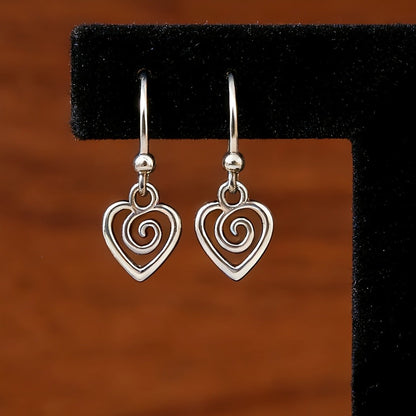 Spiral Heart Drop Earrings