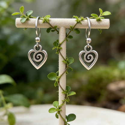 Spiral Heart Drop Earrings