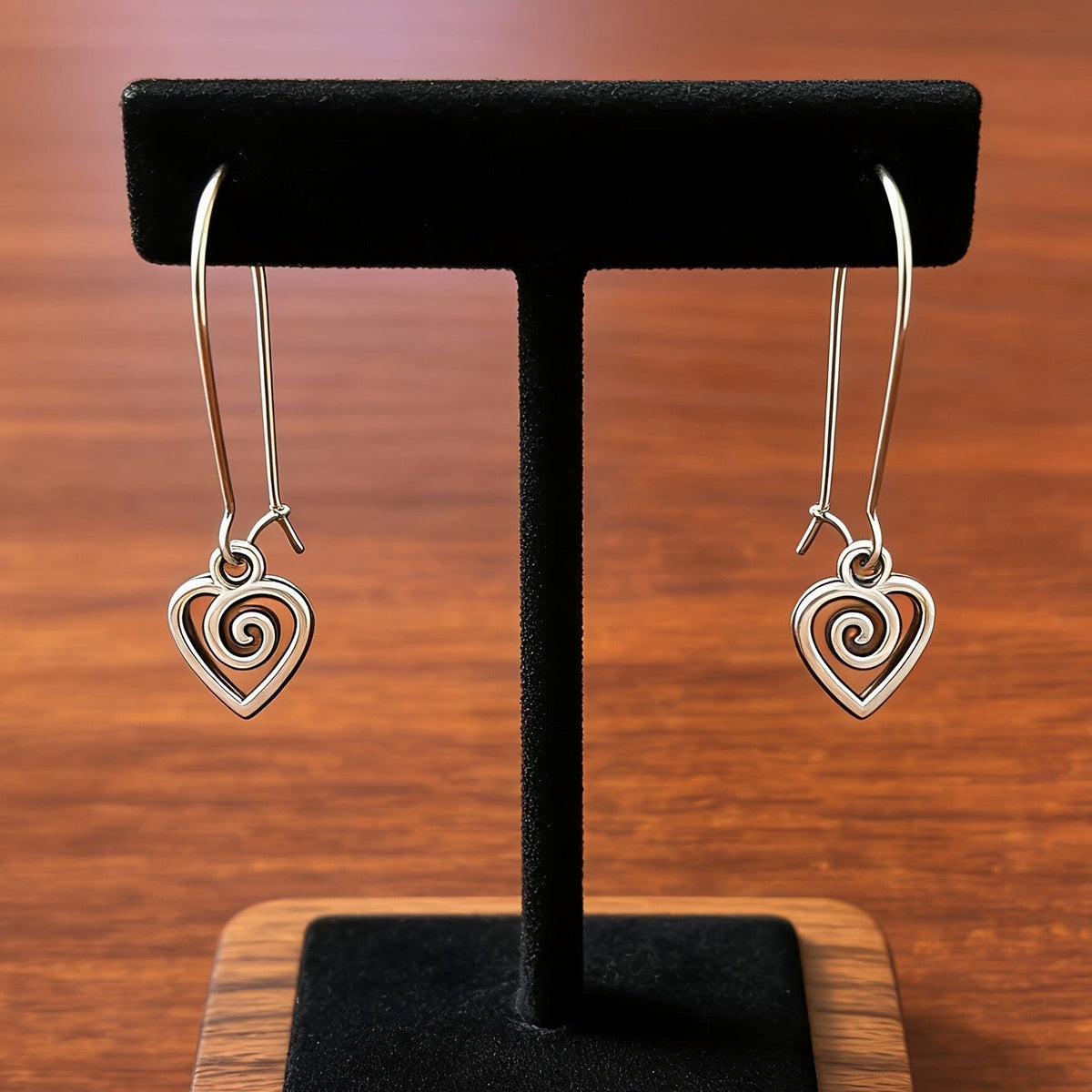 Spiral Heart Drop Earrings