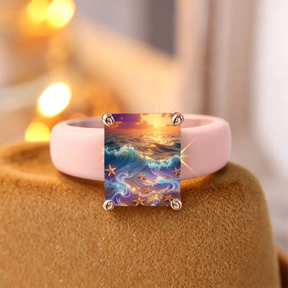 Ocean Sunset Square Ring