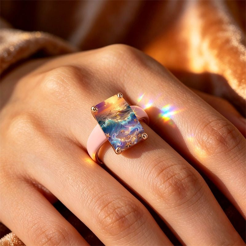 Ocean Sunset Square Ring