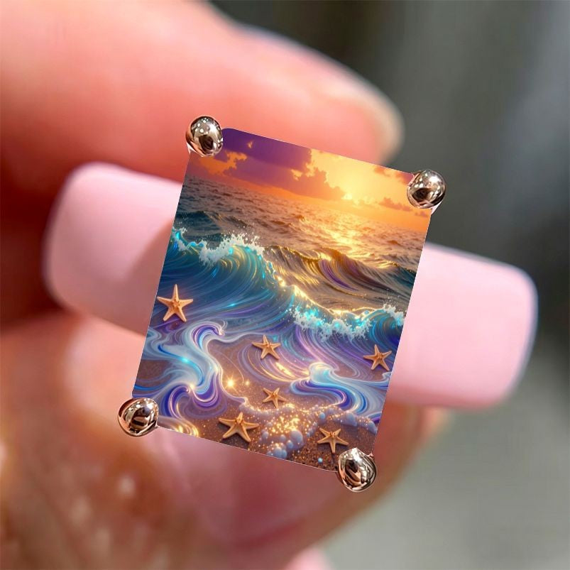 Ocean Sunset Square Ring