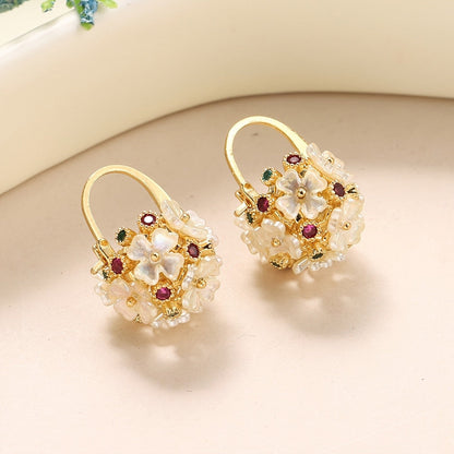 Floral Glass Cluster Earrings