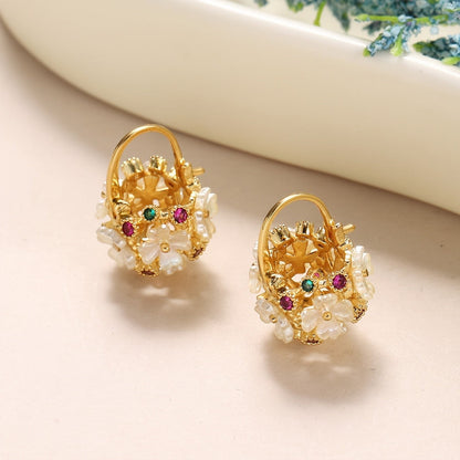 Floral Glass Cluster Earrings