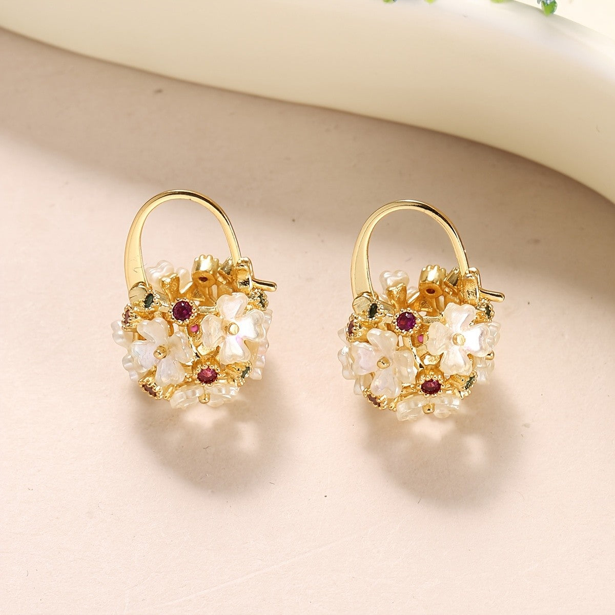 Floral Glass Cluster Earrings
