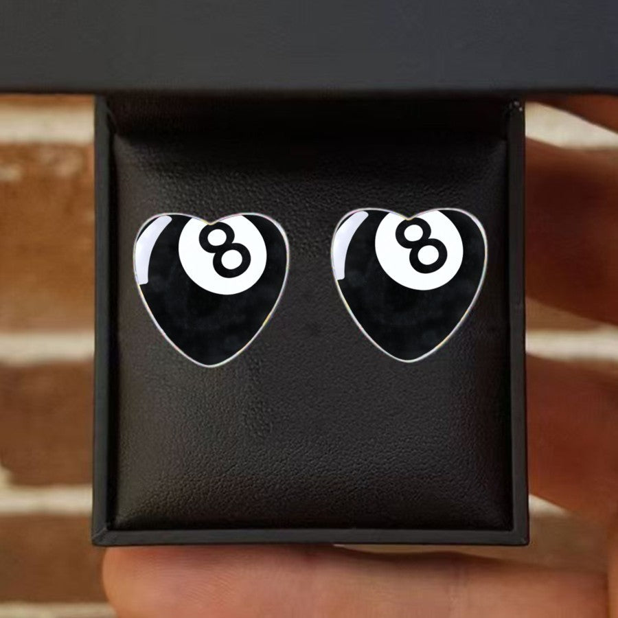 Eight Ball Heart Earrings