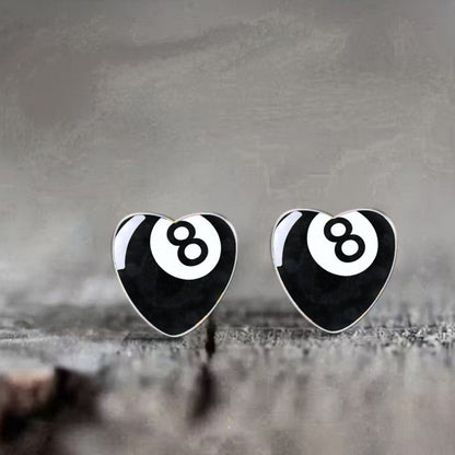 Eight Ball Heart Earrings
