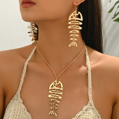 Fishbone Necklace & Earring Set