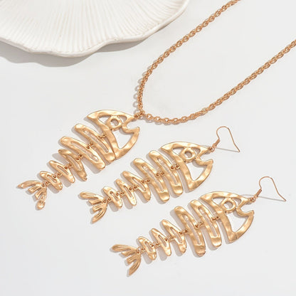 Fishbone Necklace & Earring Set