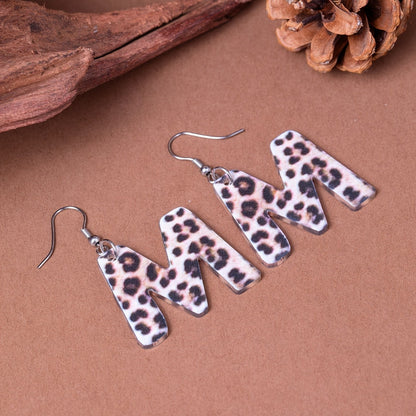 Leopard Print Initial Earrings