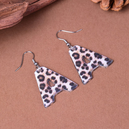 Leopard Print Initial Earrings