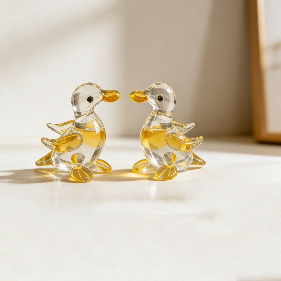 Crystal Duck Figurine Pair