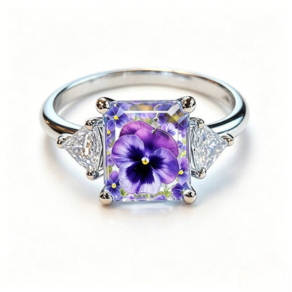 Purple Pansy Square Ring