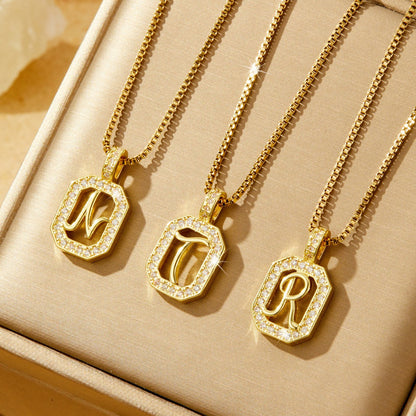Crystal Initial Octagon Necklace