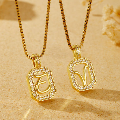 Crystal Initial Octagon Necklace