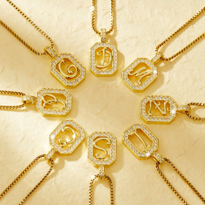Crystal Initial Octagon Necklace