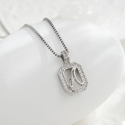 Crystal Initial Octagon Necklace