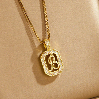 Crystal Initial Octagon Necklace