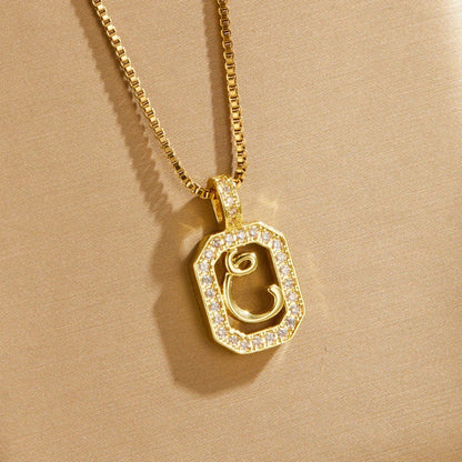 Crystal Initial Octagon Necklace