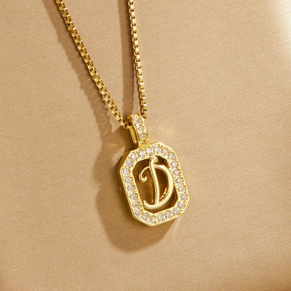 Crystal Initial Octagon Necklace