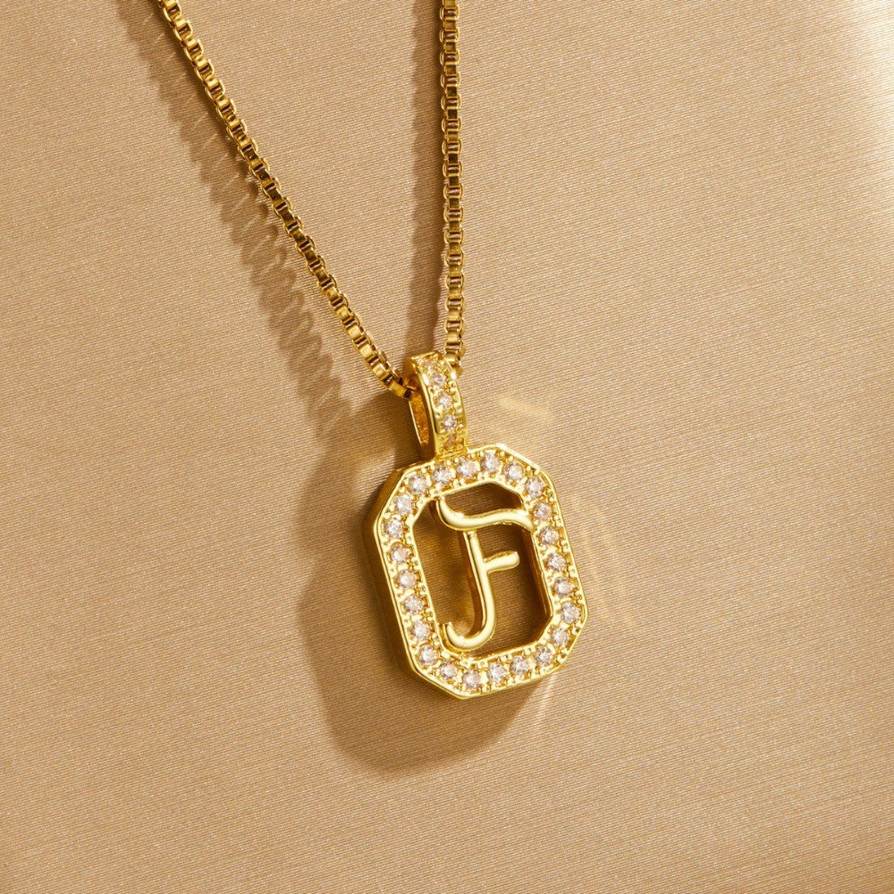Crystal Initial Octagon Necklace
