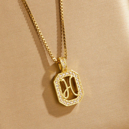 Crystal Initial Octagon Necklace