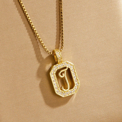 Crystal Initial Octagon Necklace