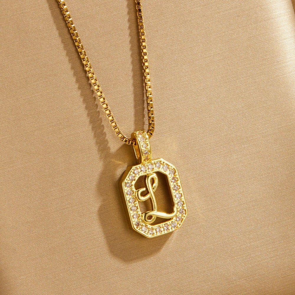 Crystal Initial Octagon Necklace