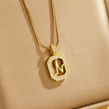 Crystal Initial Octagon Necklace