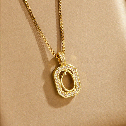 Crystal Initial Octagon Necklace