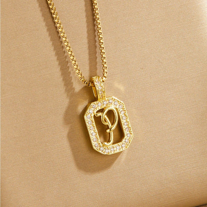 Crystal Initial Octagon Necklace