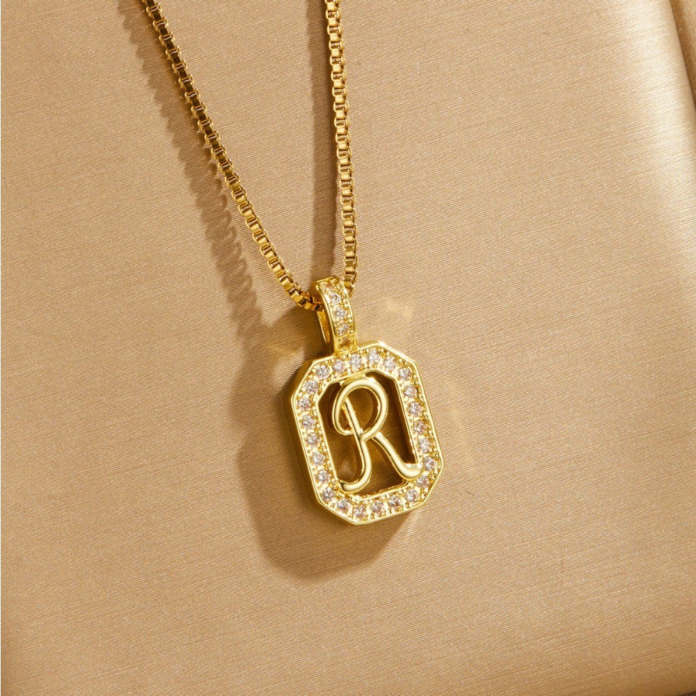 Crystal Initial Octagon Necklace